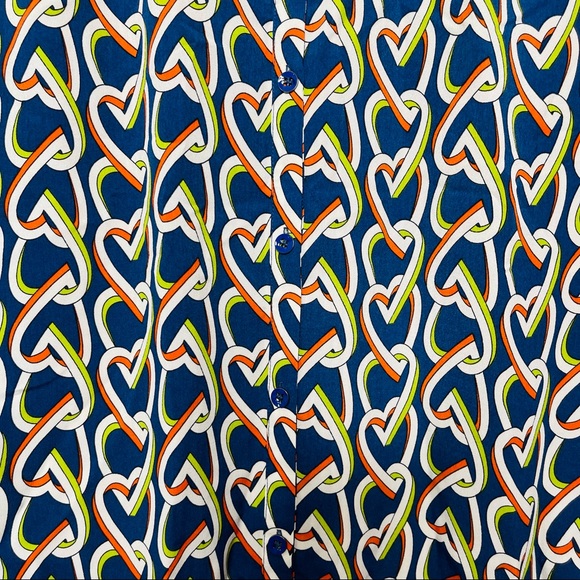 CABI heart chain design pattern blur mini midi collar button dress - Picture 6 of 8